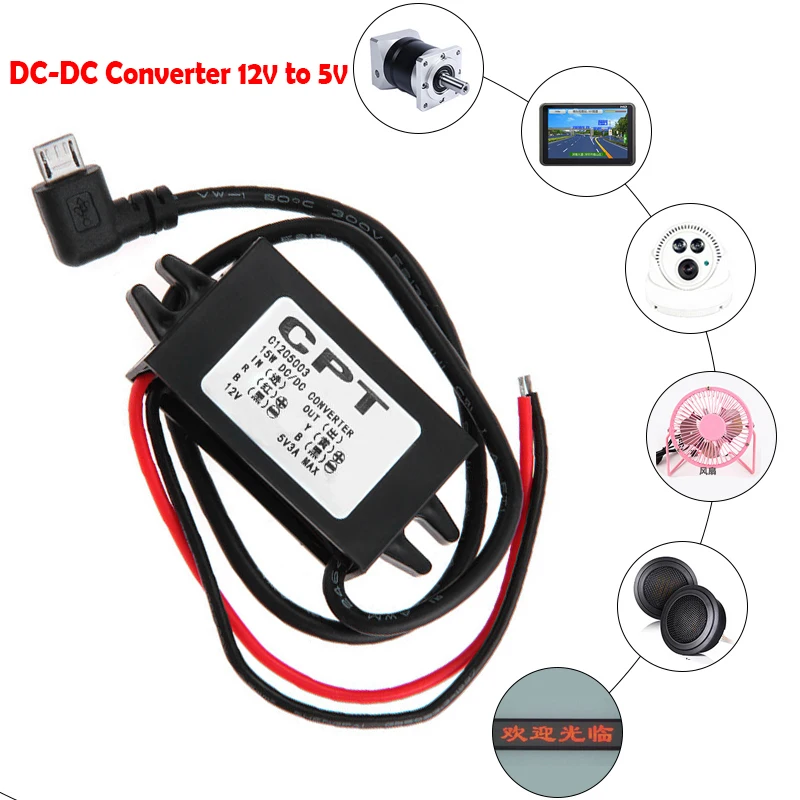DC преобразователь от 12 В до 5 3 А понижающий модуль питания Micro USB|Кабели адаптеры и