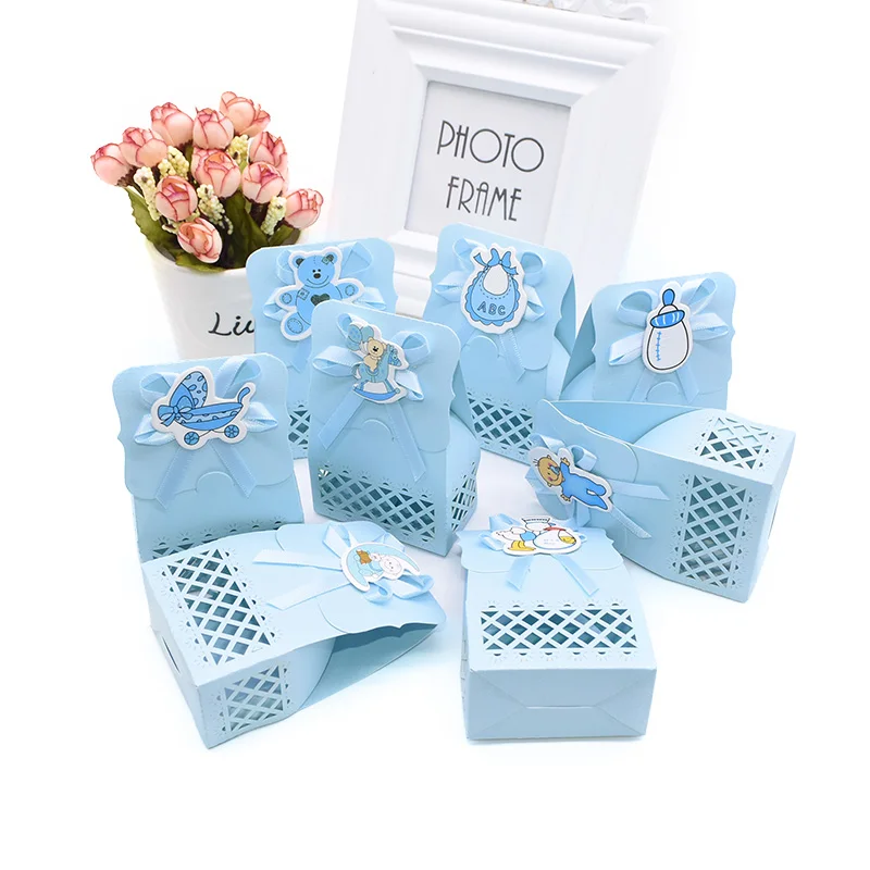 

12Pcs Boy/girl Cute Candy Box Baby Shower Gift Box Ribbon Decoration Kids Favorite Packaging Birthday Gift Bag Party Supplies