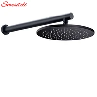wholesale high quality bathroom faucet accessories 10 inch rainfall round solid brass shower head with arm in matte black finish