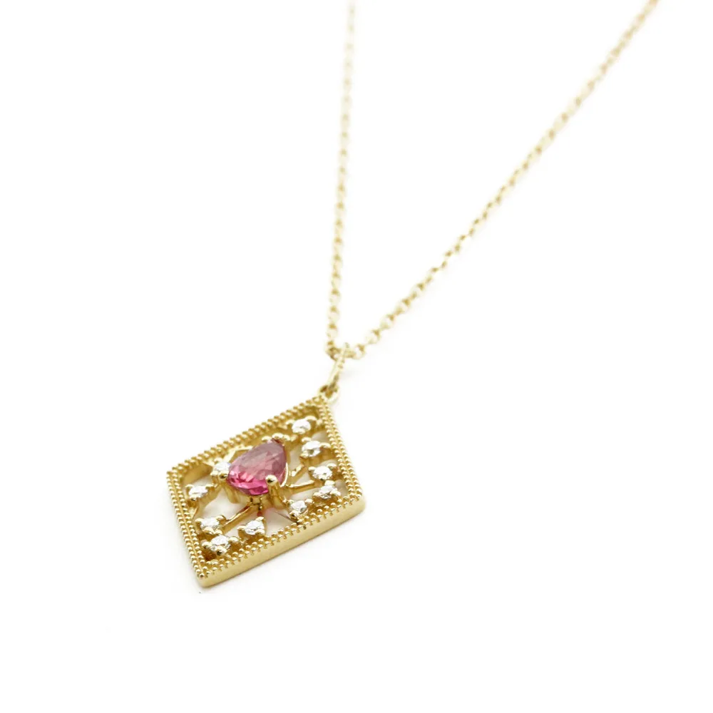 LASAMERO Pear Cut 0 46ct натуральные рубиновые ожерелья 18 К розовое золото современный