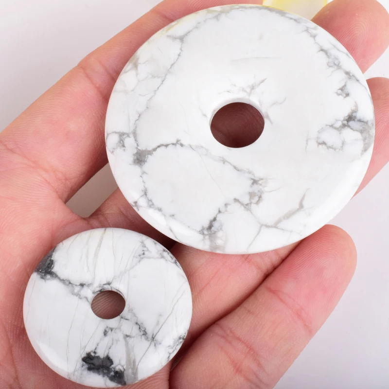 Подвеска-пончик натуральный камень белый Howlite Подвески чакры Свадебные сувениры подарки кристалл кварц Исцеление Рейки Шарм ювелирные изделия