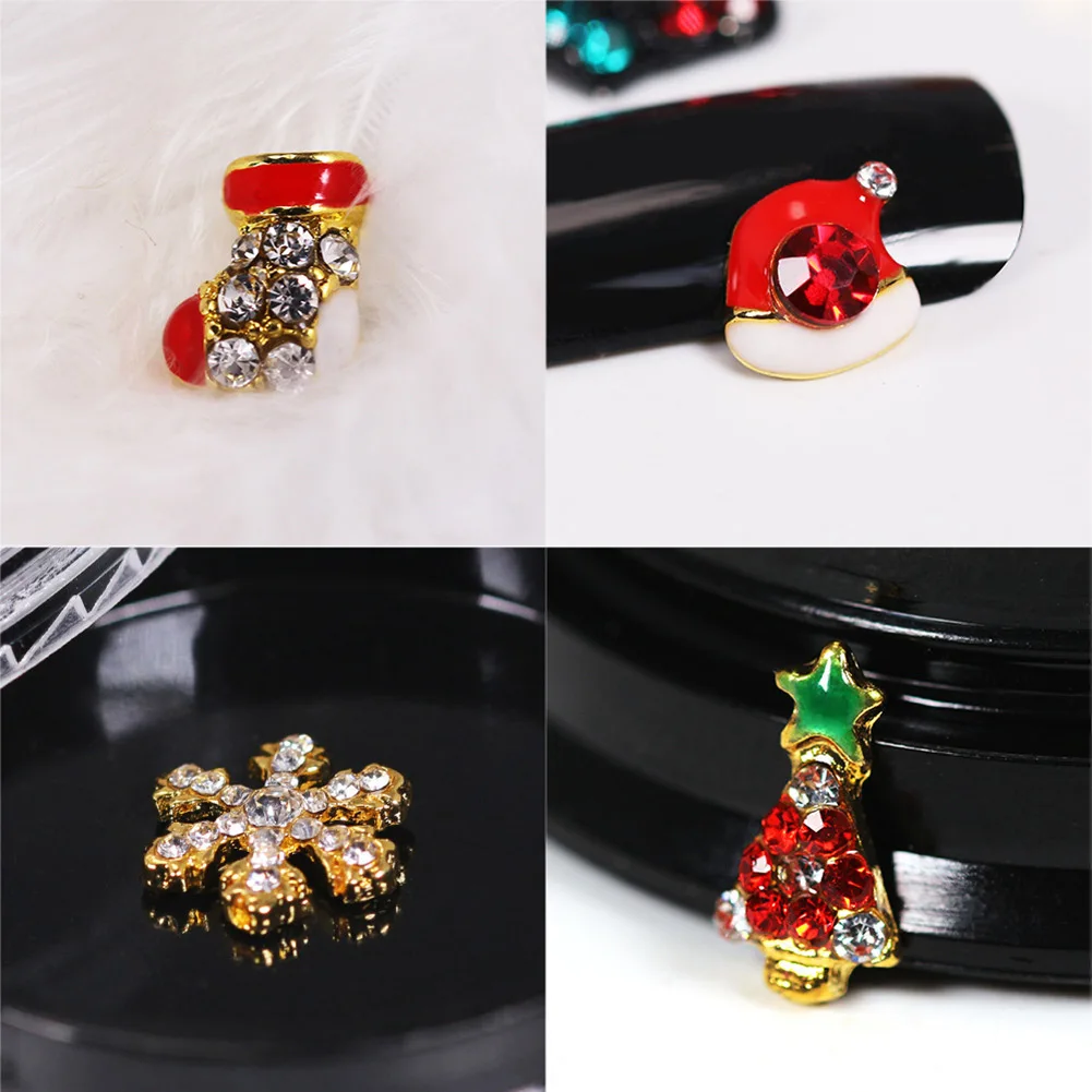 Рождественские наклейки для дизайна ногтей милые из сплава Рождественская елка