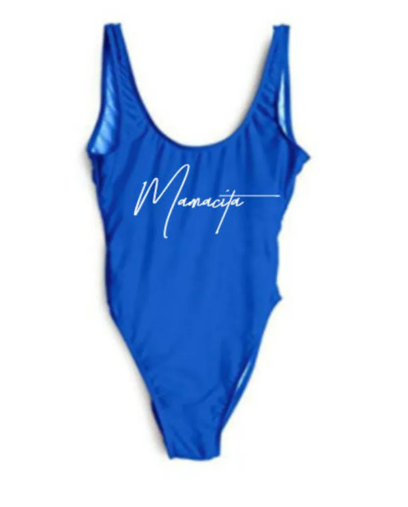 Женский купальный костюм с надписью MAMACITA сексуальный купальник высокой талией 7