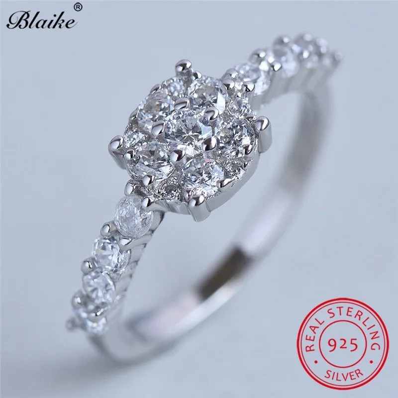 Обручальные кольца Blaike из стерлингового серебра s925 пробы с белым сапфиром и