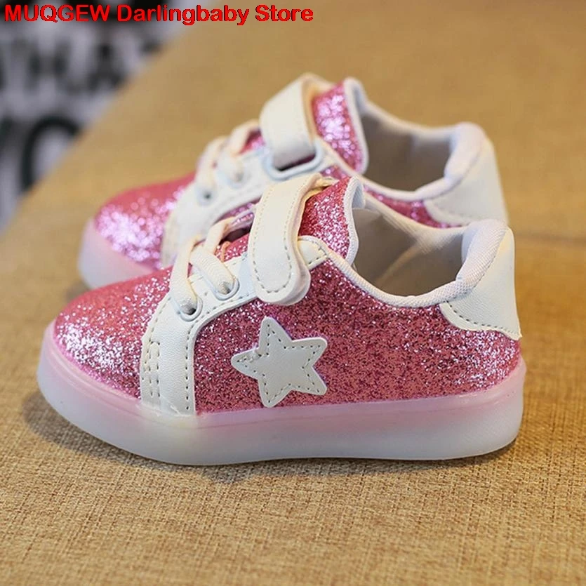 New Baby Fashion Lovely Star Sneaker LED Luminous Children Casual Colorful Light Tenis Infantil Girls Shoes Kids For Girl | Детская