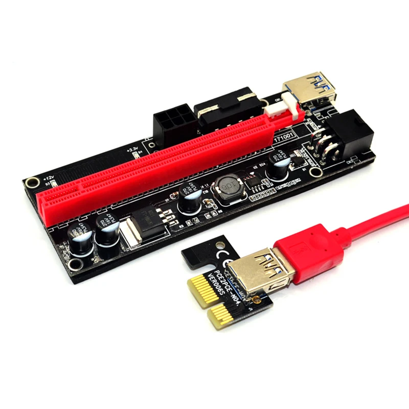 10 шт./лот VER 009s PCI-E Райзер-карта 1x 4x 8x 16x USB 3 0 плата расширения для майнинга 6pin