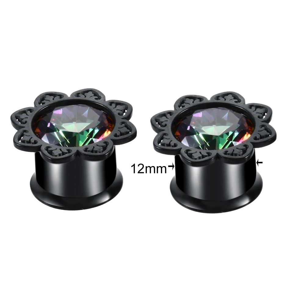 2 шт./лот стальные беруши и туннели расклешенные для пирсинга плоти Цветочные