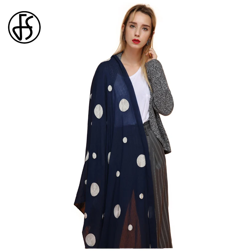 FS дамы рисунок из мультфильмов длинный шарф хлопка с узором в горошек отложным