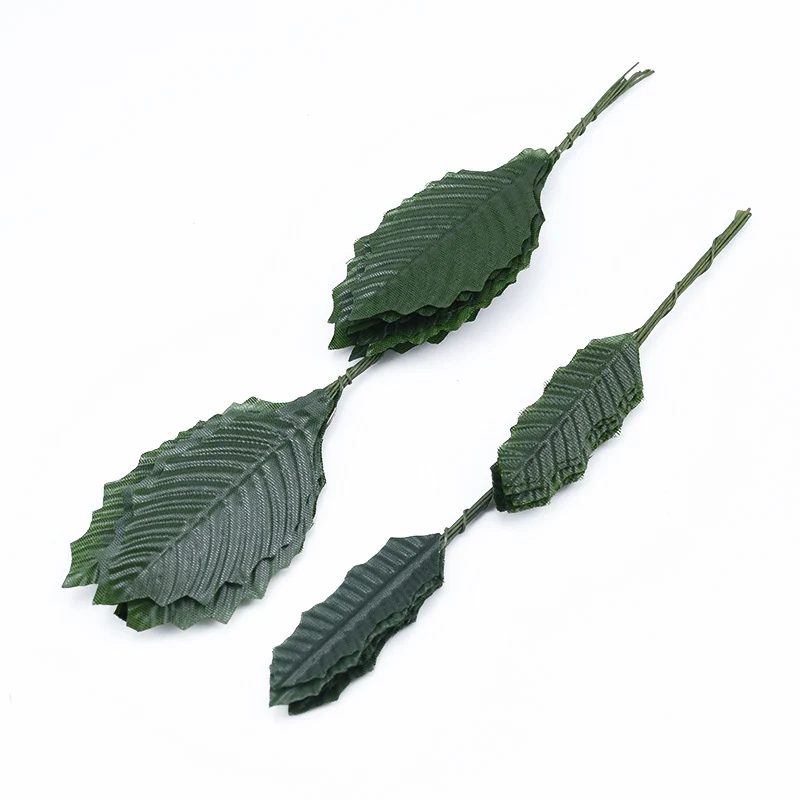 

12pcs Silk green christmas leaf decorative flowers wreaths scrapbook diy gifts candy box fake Leaves artificial plants plastic