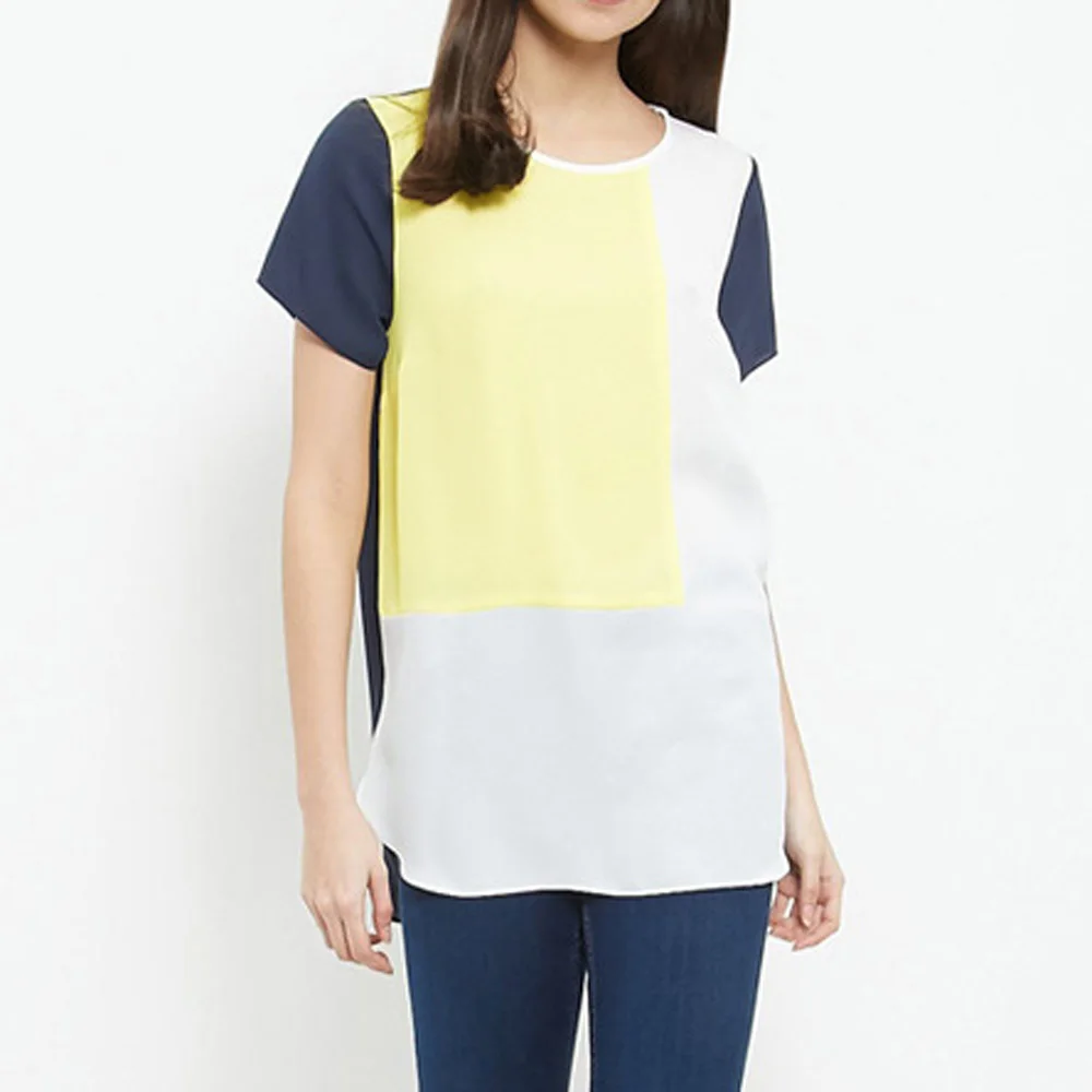 Новые женские Лоскутные шифоновые блузки Топы повседневные широкие длинные