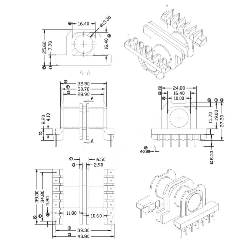 EC39/45 ER39/45 2 слота LLCR трансформатор катушка N87 PC44 мягкий магнитный ферритовый