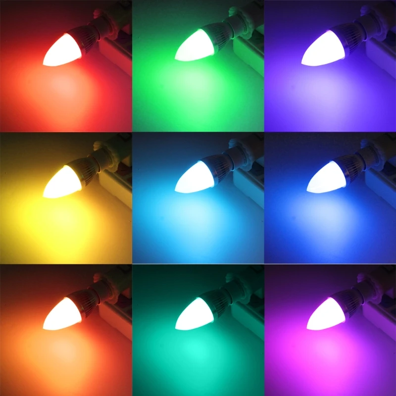E12/E14 3 Вт RGB светодиодный светильник лампа с 15 меняющимися цветами пультом