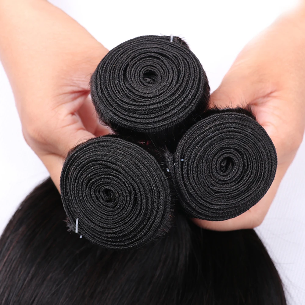 MSTOXIC Straight Hair Bundles With Closure Human Remy Brazilian Weave | Шиньоны и парики
