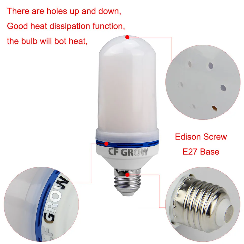 E26 E27 LED Flame Effect Fire Light Bulb SMD2835 Flickering Decorative Lamp 1200K AC85V~265V | Лампы и освещение
