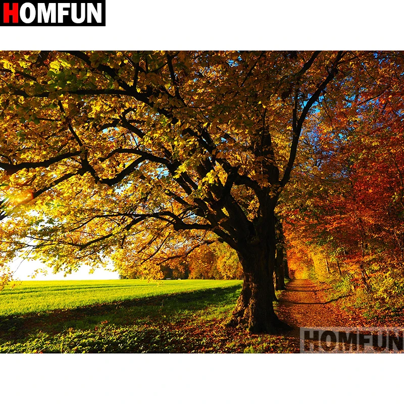 Алмазная 5D картина HOMFUN A16468 дерево полноразмерная/круглая вышивка крестиком