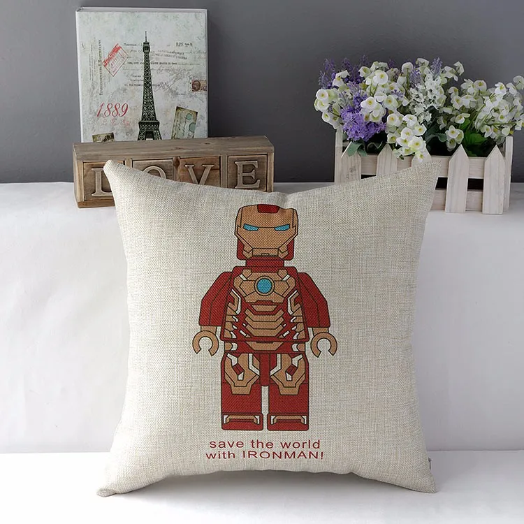 3 1" стальные декоративные подушки Superman Spiderman Batman Robot Ironman из льна для стула чехлы для сидений автомобиля - Цвет: 3
