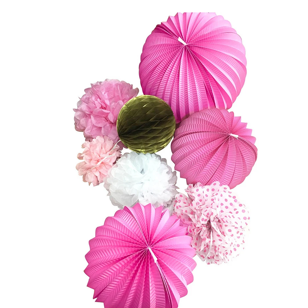 8 шт. (золотой розовый) набор бумажных декоративных изделий (плиссированный