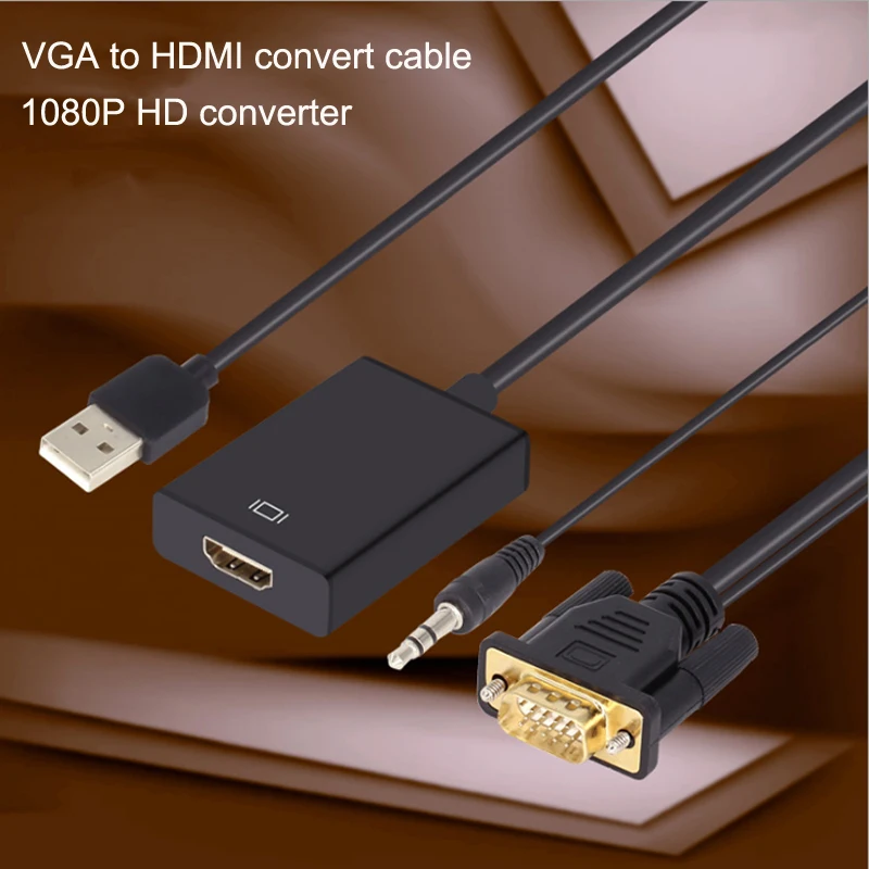 Преобразователь из VGA в HDMI адаптер папа-мама с USB аудио 3,5 мм выход 1080P VGA HDMI кабель для портативных ПК к HDTV проектор