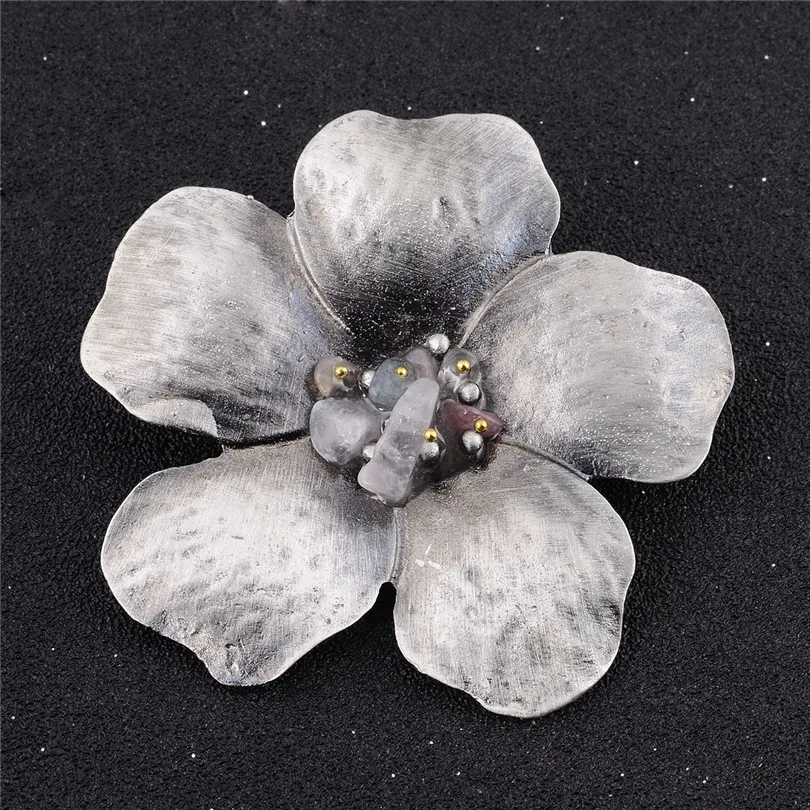 3 шт./лот оптовая продажа Этническая черная металлическая брошь в виде цветка