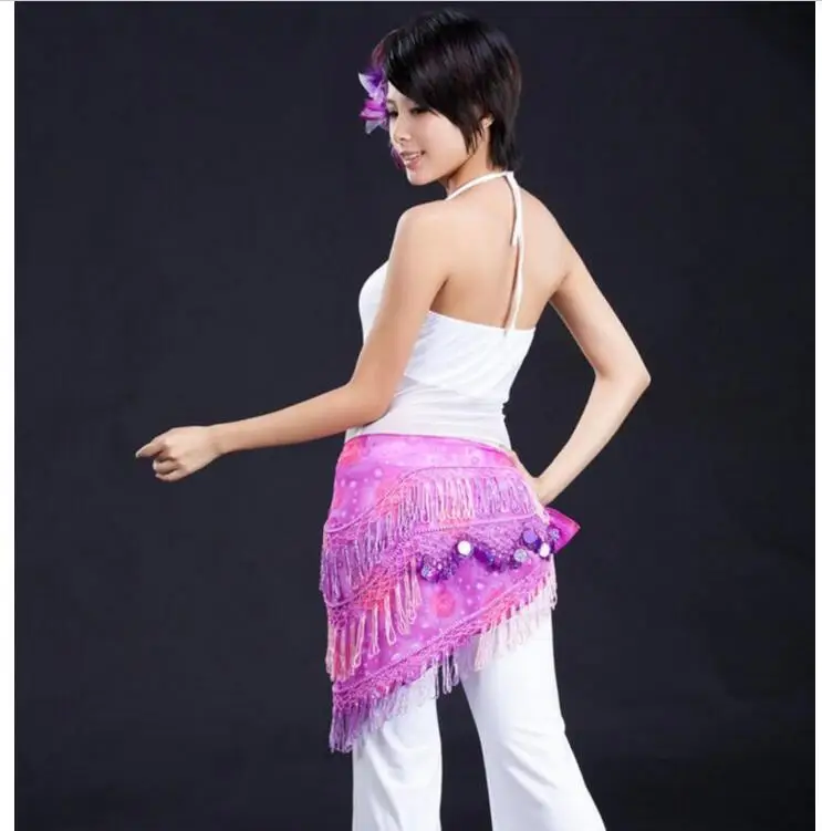 

Rose Red Sexy Belly Dance Costume Hip Scarf Tribal Fringe Tassel Belt