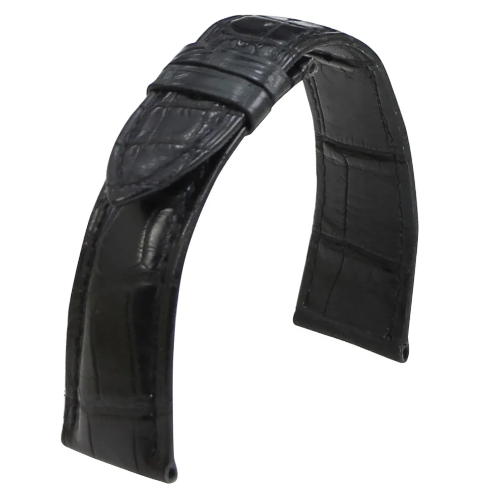 ZLIMSN Double Luxury Crocodile Leather Watch Black Bands Men's Women Strap Suitable for Panerai 14mm-24mm Alligator Watchband