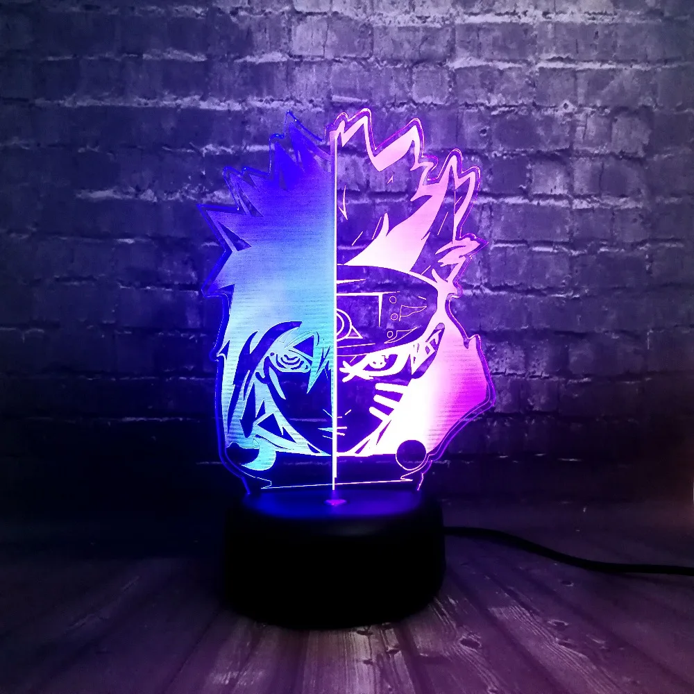 Японское аниме тема крутая фигурка Наруто SASUKE uzumaki Смешанные 7 цветов изменить светодиодный мальчик спальня декоративное ночное освещение подарок на день детей
