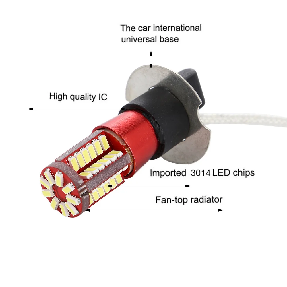 1 шт. супер яркий белый светодиодный фонарь H3 57 SMD 3014 лампа для противотуманных фар