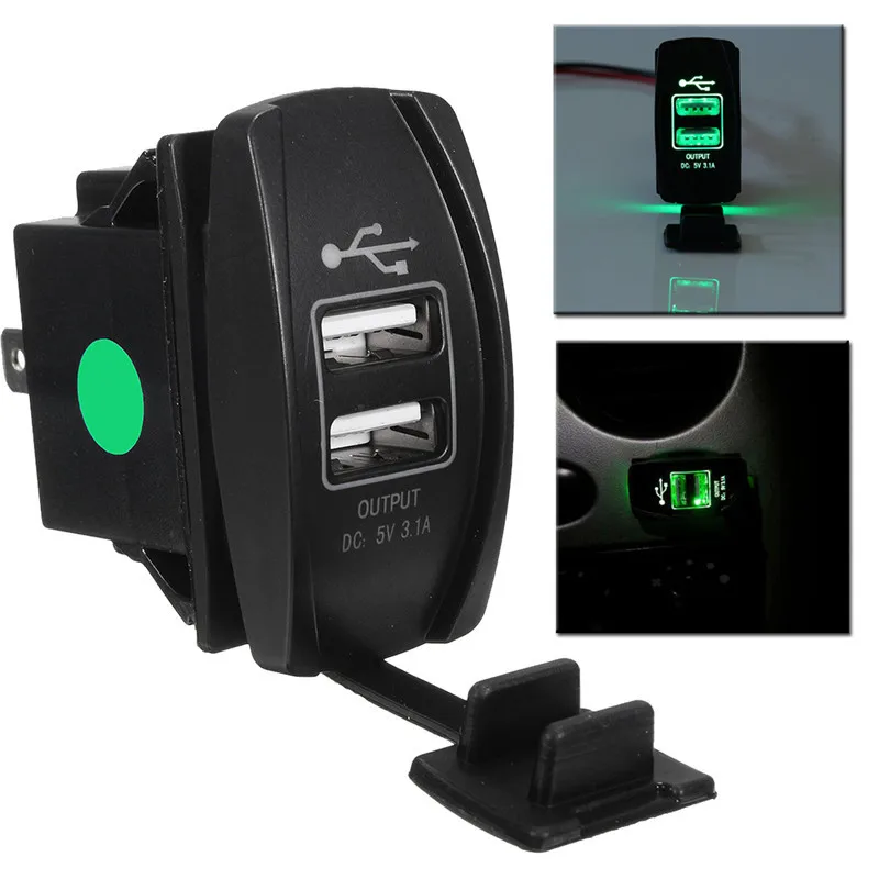 Автомобильное зарядное устройство 12-24 В с двумя usb-портами клавишный