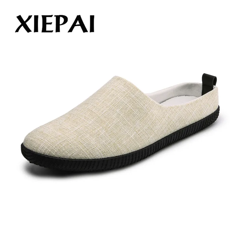 2019 Men Summer Loafers Sandals Breathable Light Slippers Size 39-44 Slip-on Style Man Casual Flat Shoes Black Khaki Beige | Обувь