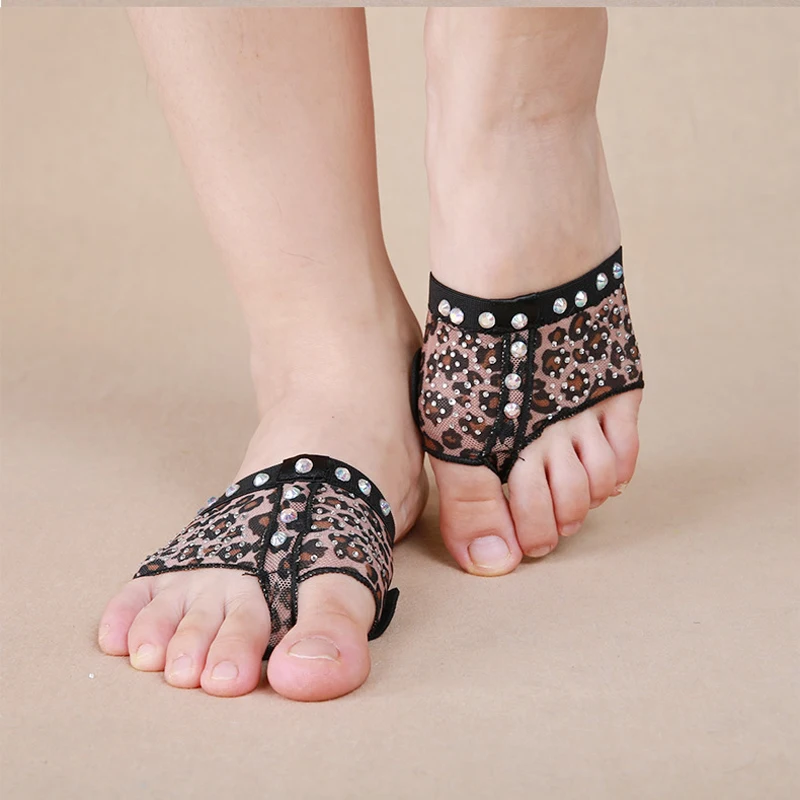 Foot Pads for dance Thongs Dance Paws Belly Footwear leopard pattern rhinestone S M L XL one pair SF367 | Тематическая одежда и