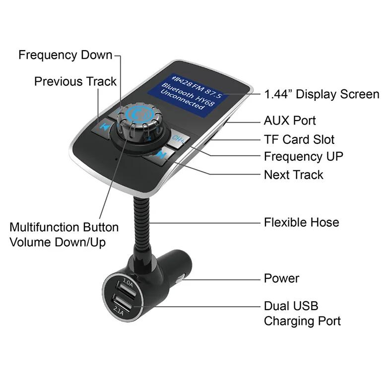 Hy68 bluetooth гарнитуры Max автомобиль mp3 плеер двойной разъем usb Поддержка автомобиля