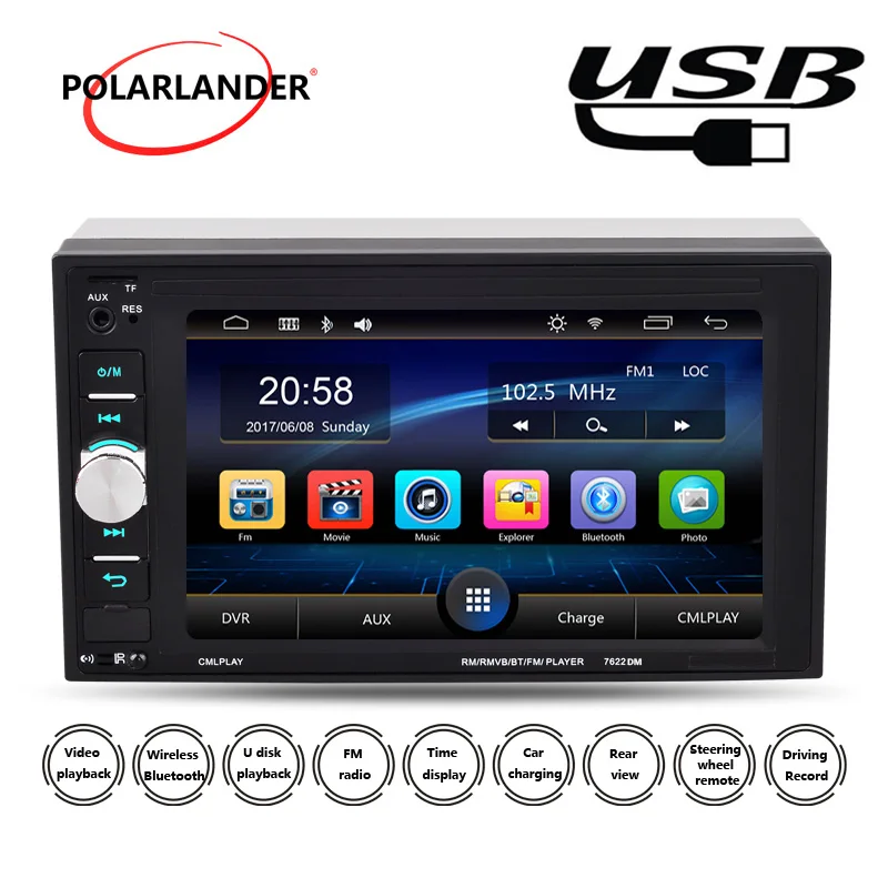Mirrori link 2 din 9 языков 6 дюймов MP3 MP4 MP5 FM Aux в автомобиль радио Bluetooth стерео плеер