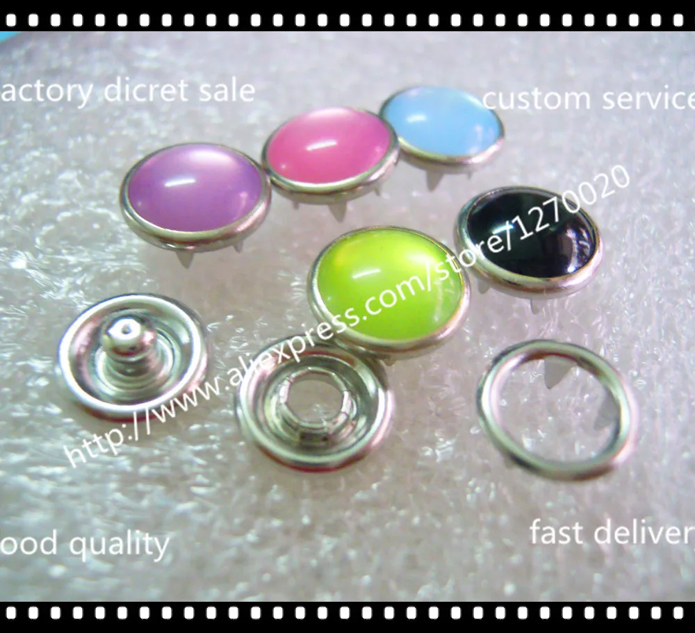10 мм разноцветная зеркальная латунная защелкивающаяся кнопка для детской одежды
