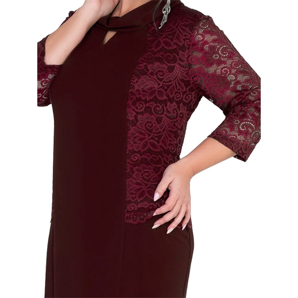 TUHAO 5XL 6XL размера плюс женские осенние платья больших размеров элегантное кружевное платье женские винтажные платья больших размеров 4XL JTLM