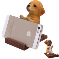 Cell Phone Holder Wood Grain Resin Animal Cute Pet Smartphone Dog Desk Stand Bracket For iPhone xiaomi samsung