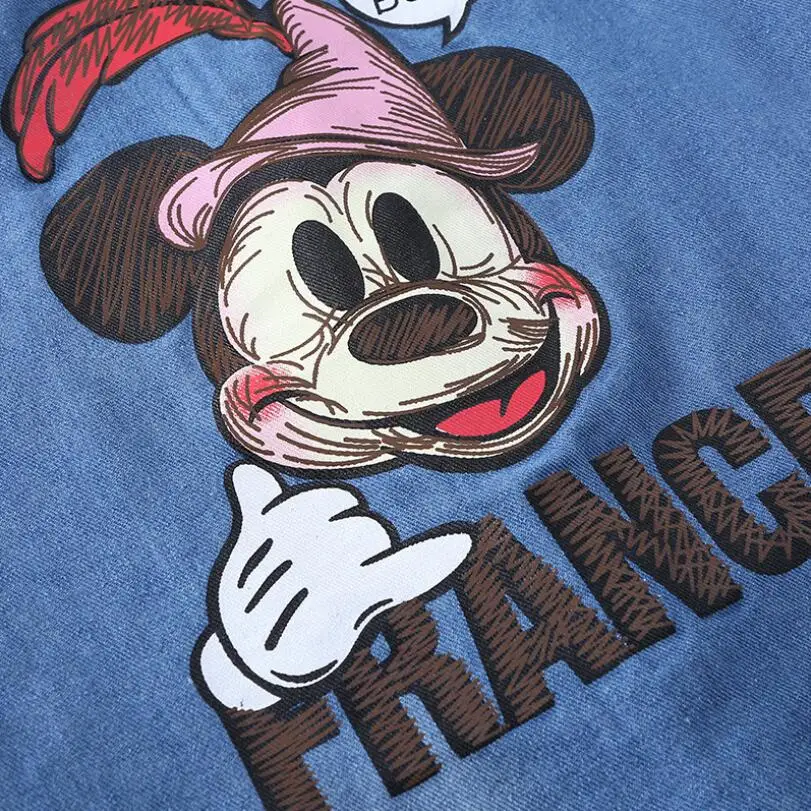 Spring Clothing Jeans Coat for Girls Denim Jackets Cartoon Children Outerwear Kid Active Autumn Clothes Teenager Long Trench Top | Детская