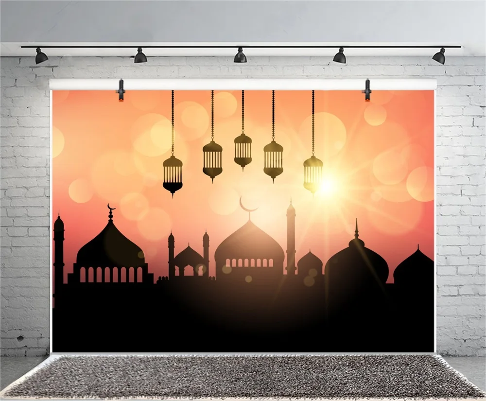 Laeacco Eid полумесяц мечеть Мубарак свет боке фон для фотосъемки индивидуальные