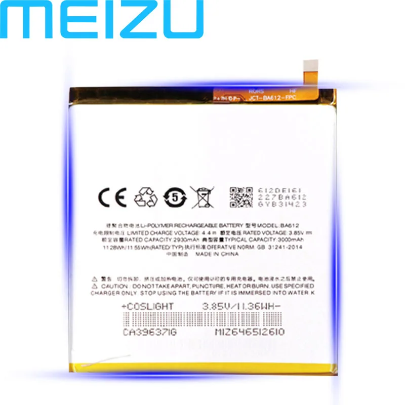 Meizu BA612 3000 мАч аккумулятор для Meizu 5S M6 12M M5M612Q M5S Замена батареи мобильного телефона+ номер отслеживания