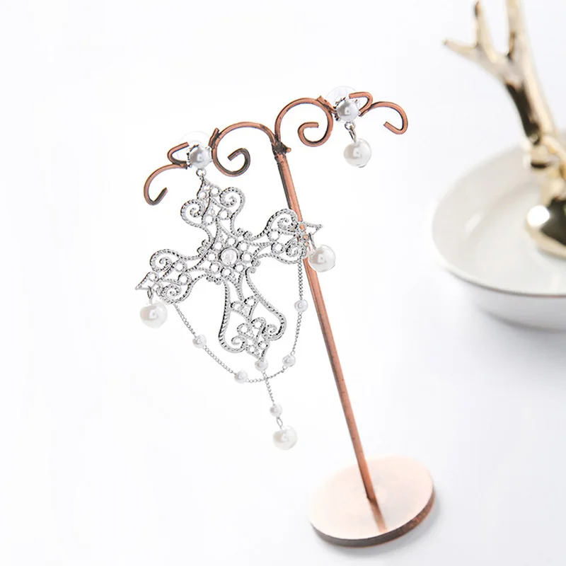 Корейский Новый личность полый крест преувеличены Асимметричная Перл кисточкой