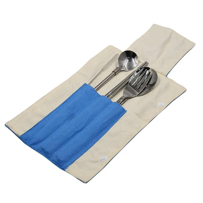 5pcs/set Cutlery Suit 304 Stainless Steel Portable Recyclable Spoon Chopsticks Straw For Restaurant Hotel Family Travel | Дом и сад