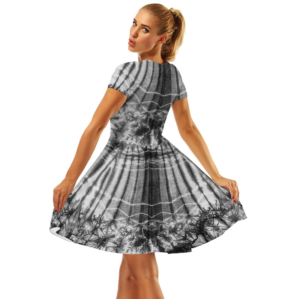 

Echoine Piano Print Vintage T Shirt Dress Women Fashion O Neck Short Sleeve High Waist Swing A Line Dress Vestidos Plus Size XL