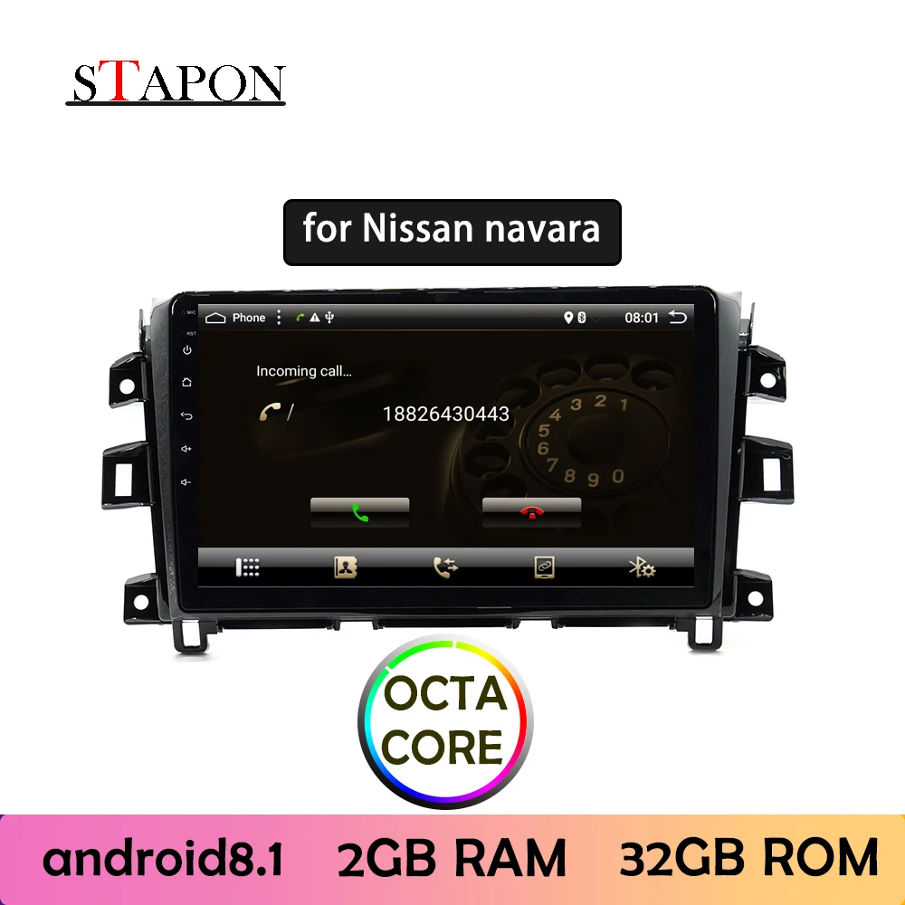STAPON 10 дюймов для Nissan navara 2011-18 Android 8 1 2GBRAM Восьмиядерный автомобильный DVD MP5