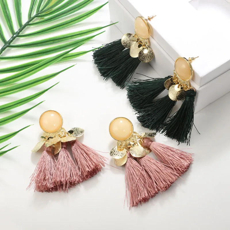 2018 new earrings arrivals Vintage Coins Long tassel summer Bohemia large flower original earring Woman's multicolor | Украшения и