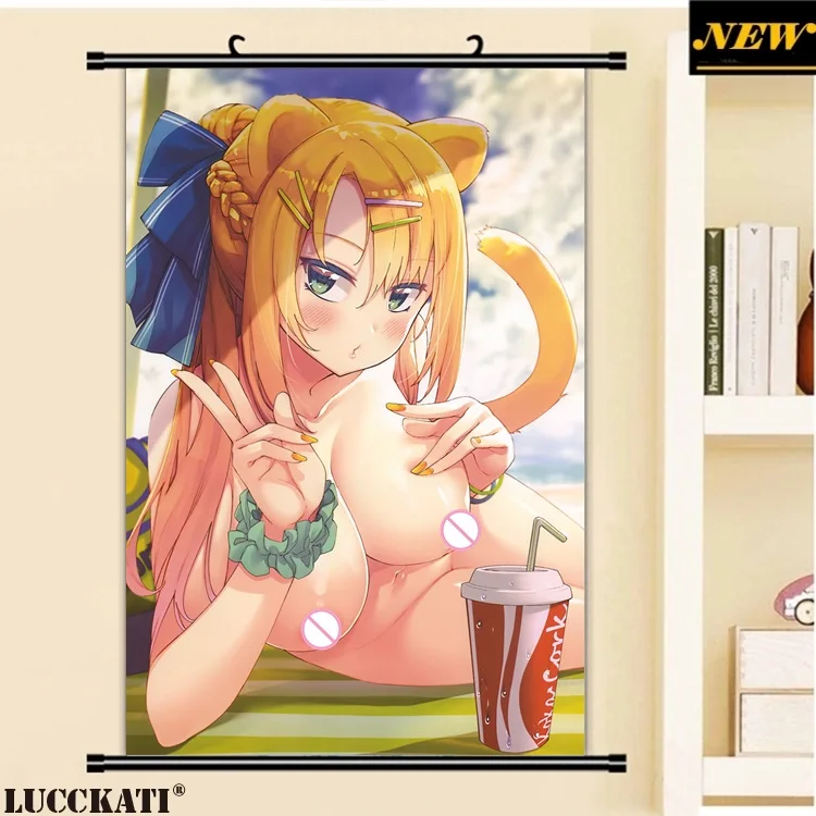 40X60 см Toranoana животные уши хвост бикини соски сексуальные лоли голые клыки мультфильм аниме картина плакат прокрутки холст живопись