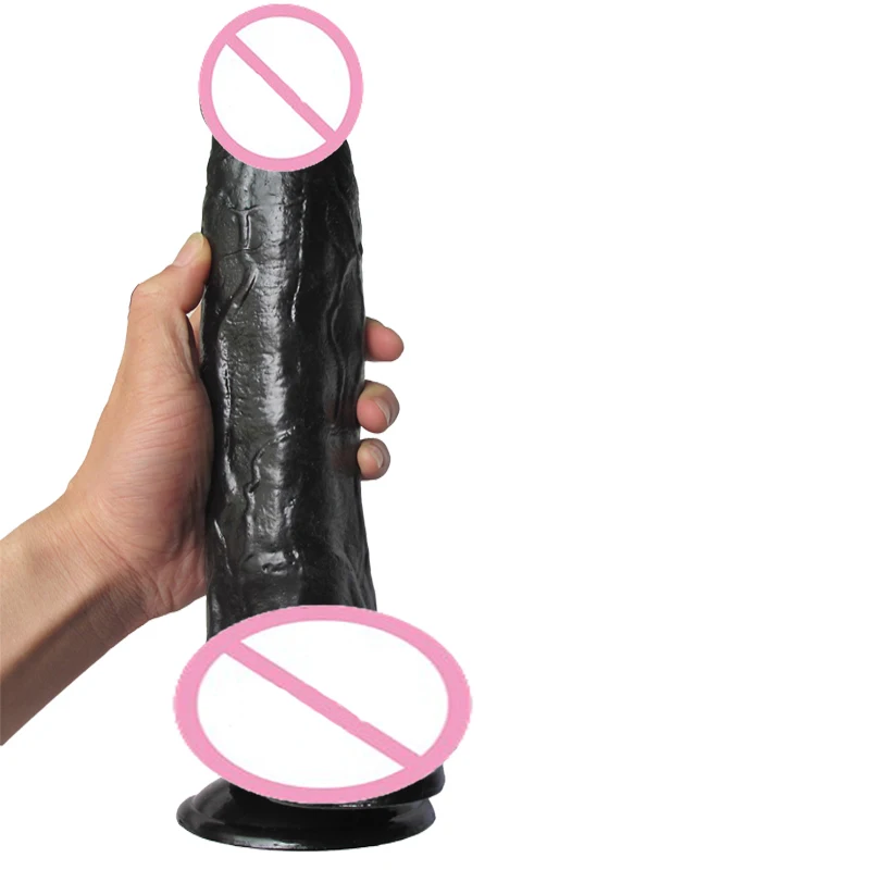 12 дюймовый реалистичный черный силиконовый фаллоимитатор на присоске|dildo sex toy|penis