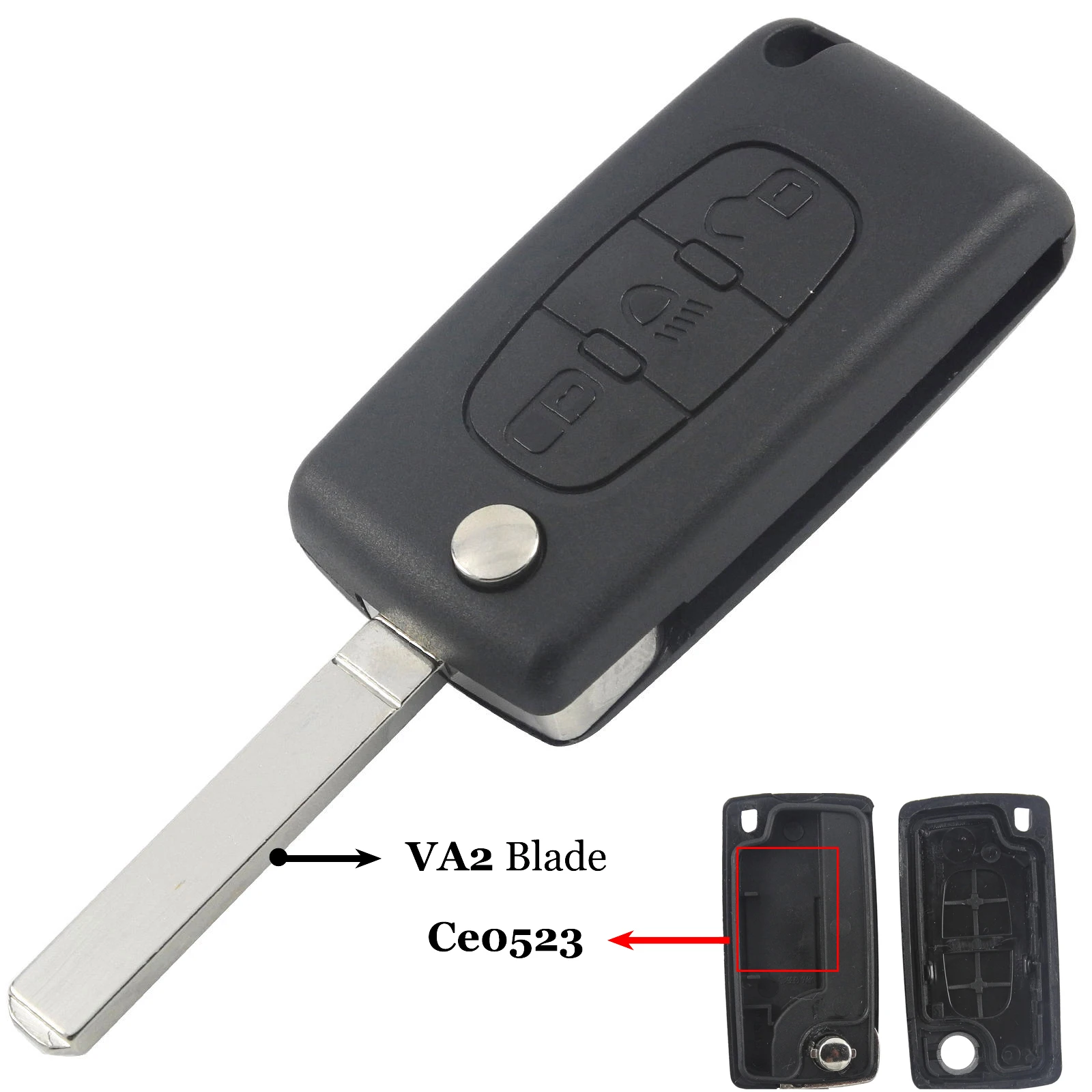 Jingyuqin для Citroen C2 C3 C4 C5 C6 C8 люк купе 3 кнопки флип чехол для дистанционного ключа от машины крышка оболочки Fob VA2/HCA лезвие символ светильник - Количество кнопок: VA2 Ce0523