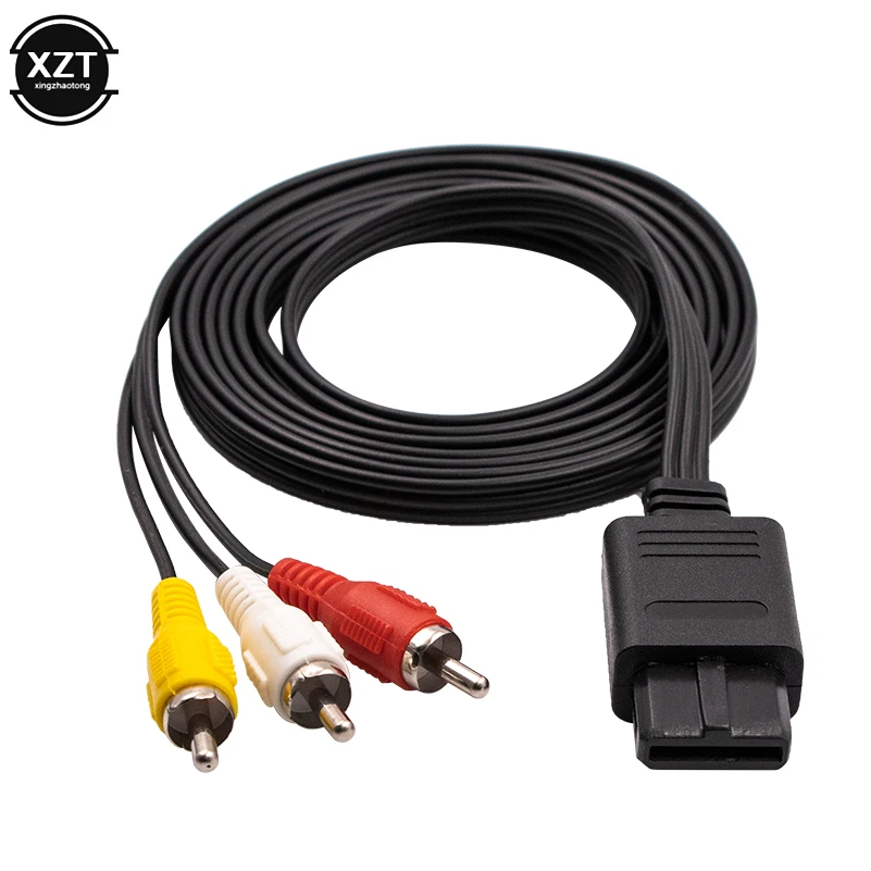 Newest 1.8M 6FT 2 Audio Output Connectors AV TV RCA Video Cord Cable for SNES Game Cube for Nintend N64/64 Game Cable