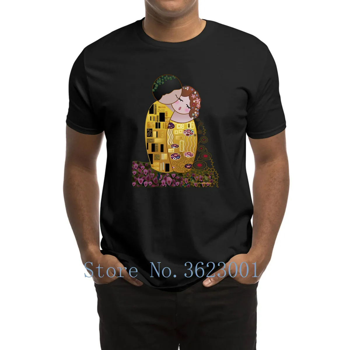 _ Мужская футболка Kokeshis Kiss Of Klimt интеллектуальная Летняя мужская забавная