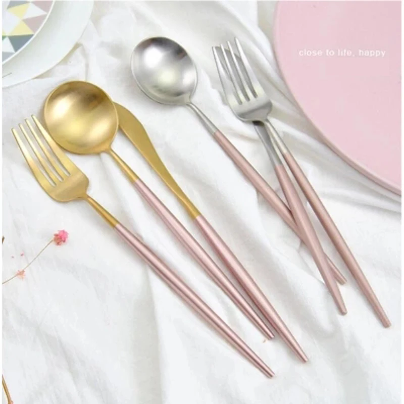 Набор столовых приборов из нержавеющей стали 304 розовое золото|tableware dinner set|dinner
