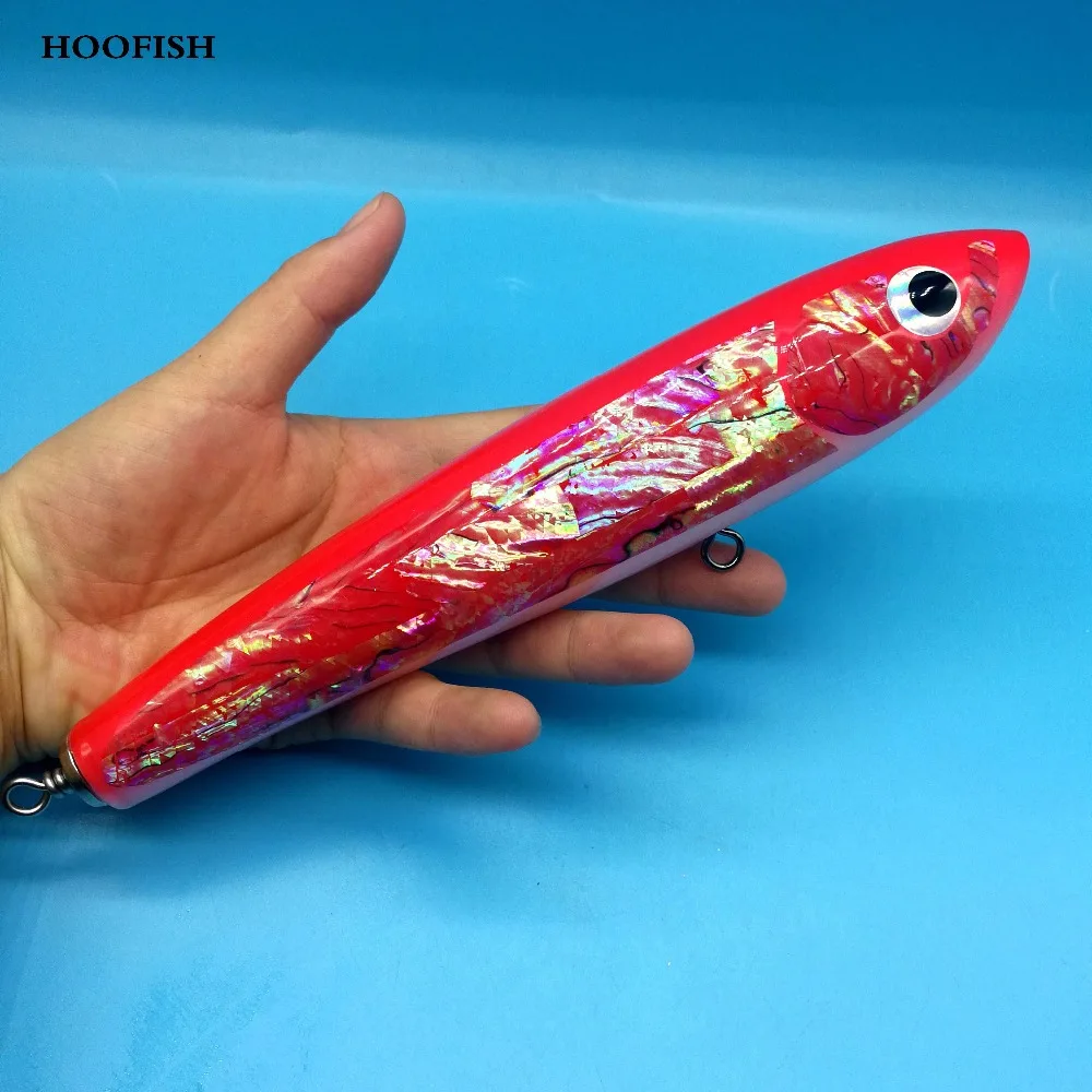 Hoofish 1 шт. Topwater деревянная палка приманки GT поверхности троллинг приманки 120 г/22 см 3 цвета deep sea ручной работы Рыбалка приманку